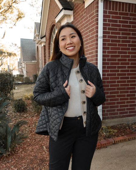 Put together a casual chic from Quince 🖤

I’m wearing @onequince Cashmere Tee as the base of this outfit. Then, I layered their organic cotton cardigan with the quilted puffer jacket. They are all so lightweight but they keep me super warm! Adding the chino pants to complete the look!🤎 

Chino pants size 26 but size up one size because they have no stretch
All tops in size S fit TTS

#LTKfindsunder100 #LTKfindsunder50 #LTKsalealert