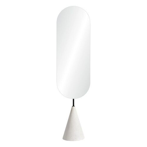 Mirin Oval Full Length Mirror - Matte Black/White Speckled Terrazzo - Silver | One Kings Lane