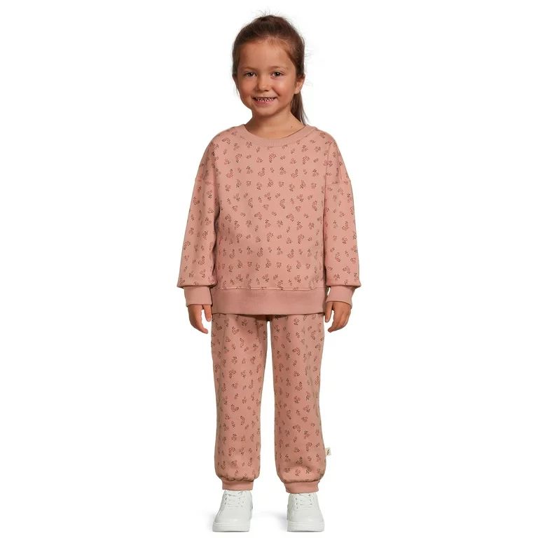 easy-peasy Toddler Girl Fleece Sweatshirt and Joggers, 2-Piece Outfit Set, Sizes 12M-5T | Walmart (US)