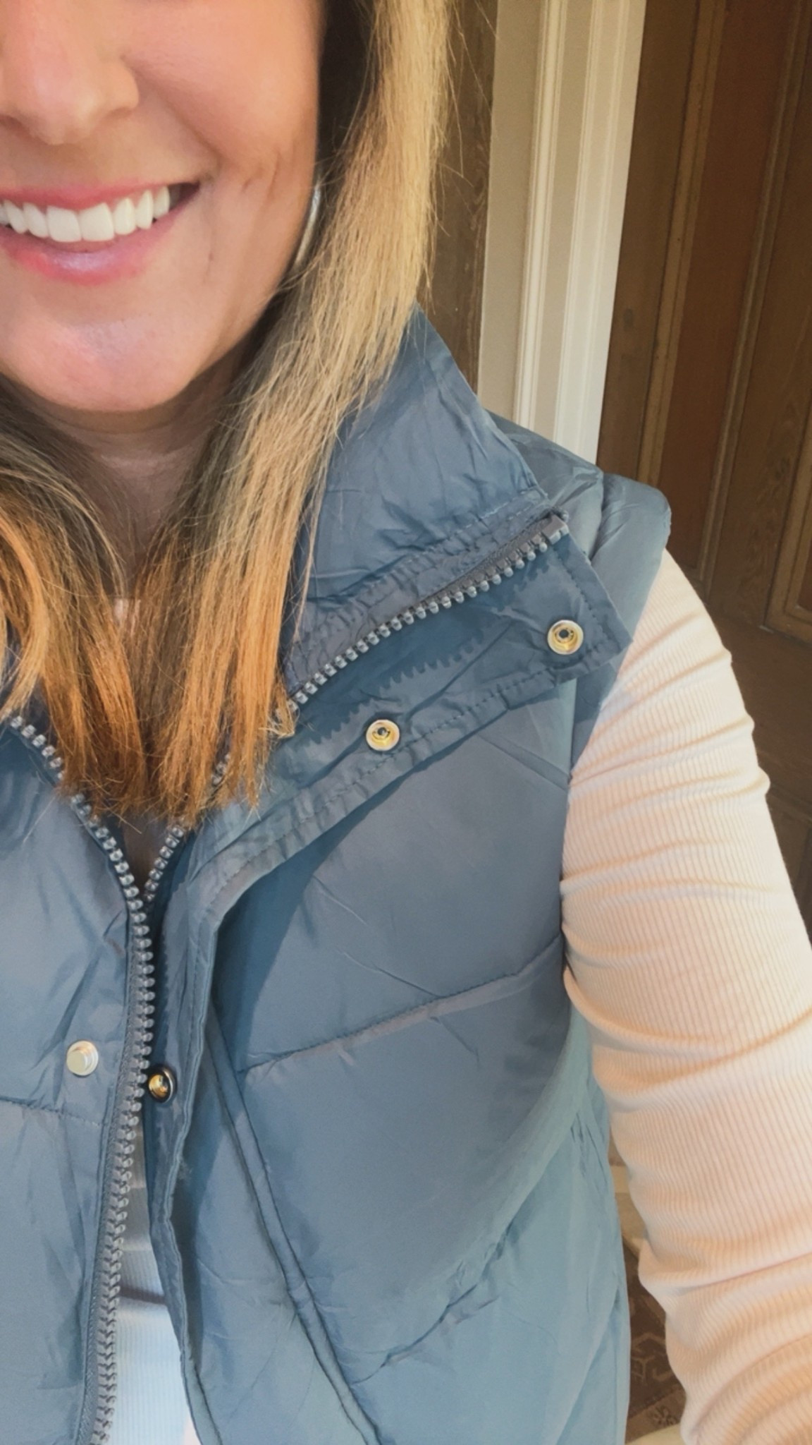 recent amazon order!  

size medium in the silver vest and size small in the blue vest. 