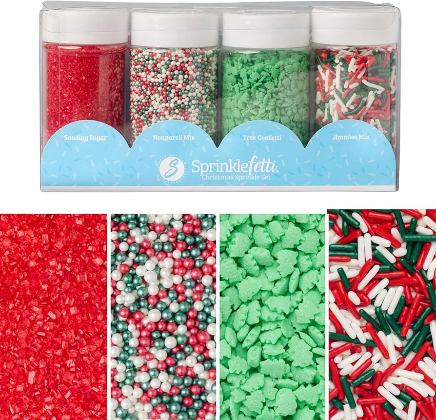 Sweets Indeed, Christmas Sprinkles, 4 Pack, Holiday Edible Sprinkle Mix, Perfect for Cake Decorat... | Amazon (US)