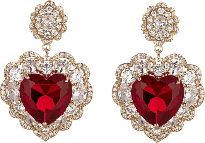 EYE CANDY LOS ANGELES Vera Red Cubic Zirconia Heart Drop Earrings | Nordstromrack | Nordstrom Rack