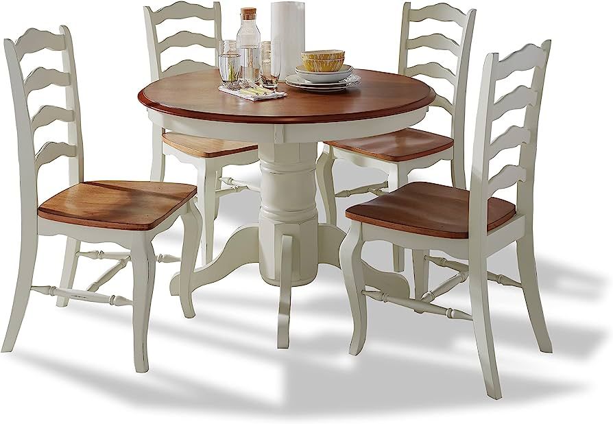 French Countryside Oak/White 42" Round Pedestal Dining Table with 4 Chairs by Home Styles | Amazon (US)