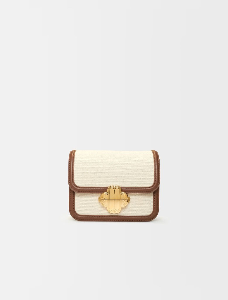 122CLOVERMINIRESORT Leather and material mix bag | Maje US