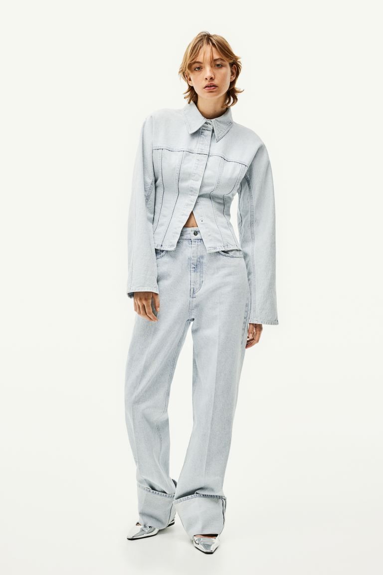 Straight High Fold-up Jeans - Light denim blue - Ladies | H&M US | H&M (US + CA)