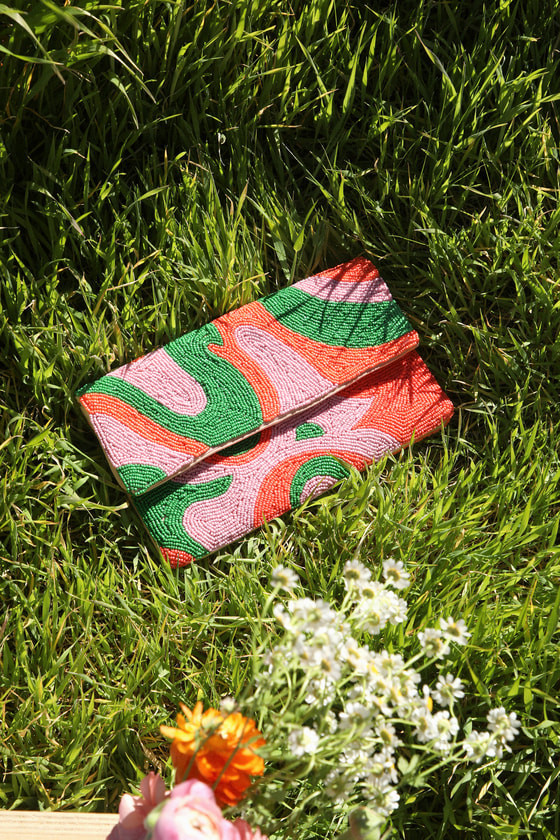 Audacious Attitude Pink Multi Beaded Clutch | Lulus