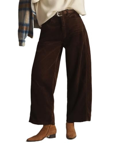 Kedera Barrel Jeans for Women Wide Leg Corduroy Pants Mid Rise Barrel Denim Tapered Ankle Pants Baggy Boyfriend Jeans | Amazon (US)