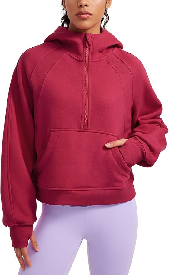 CRZ YOGA Womens Fleece Lined Half Zip Hoodies Pullover Oversized Long Sleeve Casual Workout Sweat... | Amazon (US)