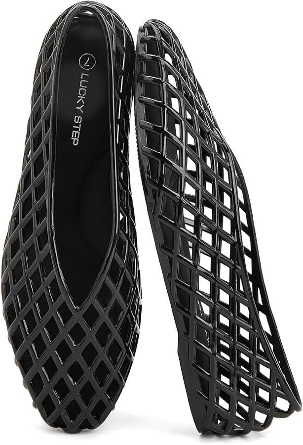 LUCKY STEP Women's Jelly Ballet Flats Mesh Casual Comfortable Jellies Shoes Clear Hollow Breathab... | Amazon (US)
