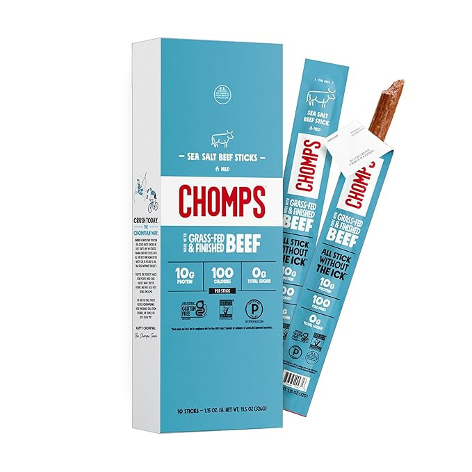 CHOMPS Grass Fed Beef Jerky Meat Snack Sticks, AIP Diet Compliant, Keto, Paleo, Whole30 Approved,... | Amazon (US)