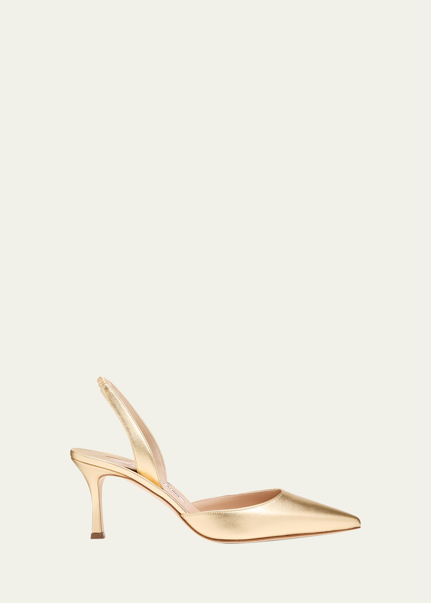 Manolo Blahnik Carolyne Metallic Leather Mid-Heel Slingback Pumps | Bergdorf Goodman