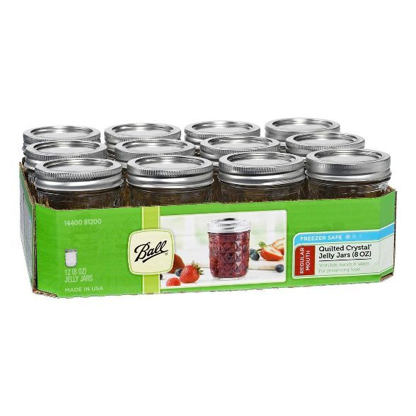 Ball Set of 12 Half Pint (8 oz.) Quilted Mason Jar | Target