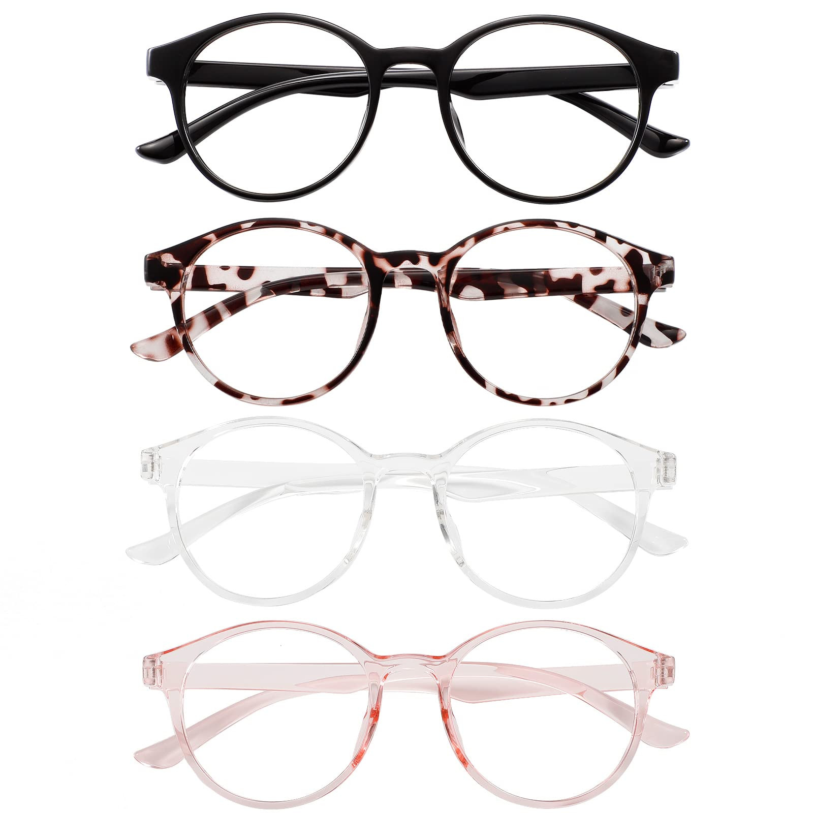 Przene 4 Pack Blue Light Blocking Glasses for Women Men,Retro Round Computer Gaming Glasses Anti ... | Amazon (US)