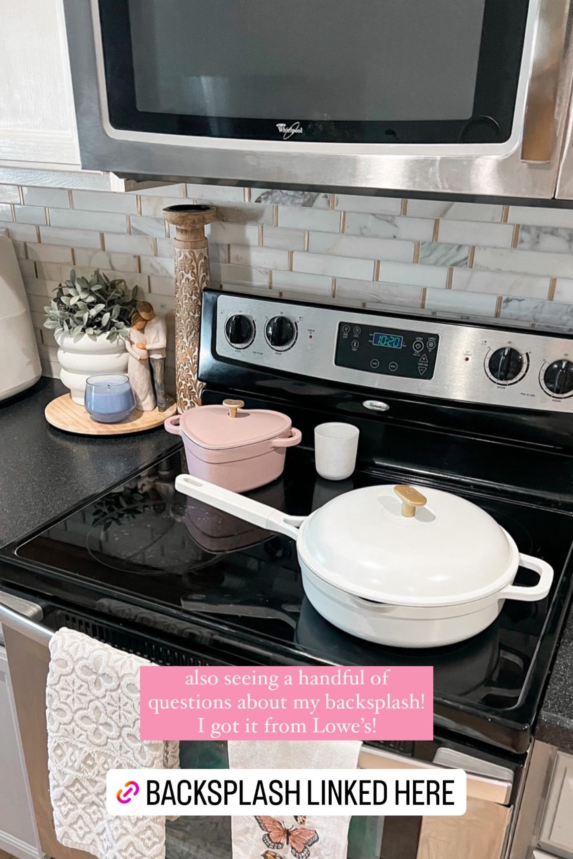 My marble & gold kitchen backsplash! 

butterfly towel is from
Hobby lobby! 🦋☺️

#LTKhome