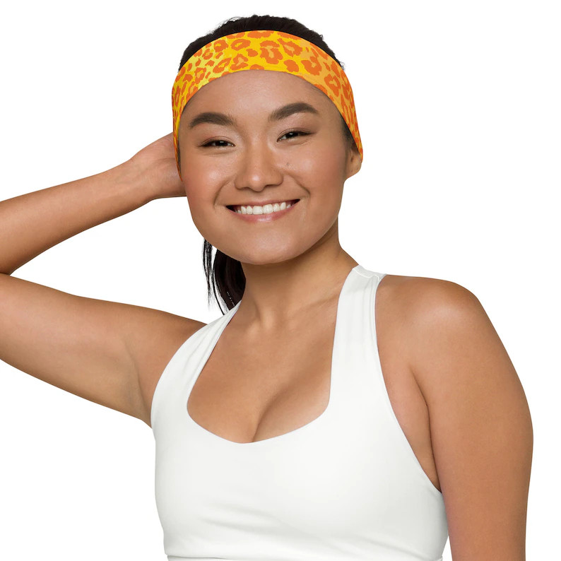 Betsey Orange Leopard Print Headband for Everyday, Yoga and Athletic Wear - Etsy | Etsy (US)