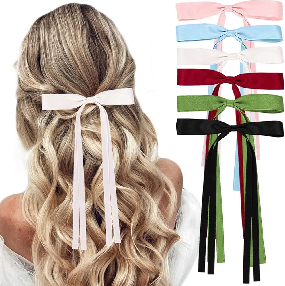 6 Pcs Hair Ribbon Bow Clips for Women Girls Hair Bows Tassel Hair Ribbons Bow Hair Clips Bowknot ... | Amazon (US)