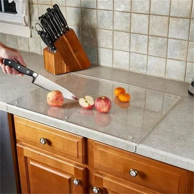 Vikakiooze Acrylic Cutting Boards,Clear Cutting Board For Kitchen,Acrylic Anti-Slip Transparent Cutting Board With Lip For Counter Countertop Protector Home Restaurant