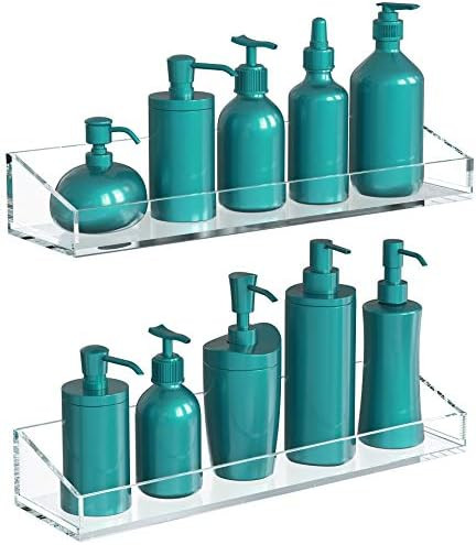 Vdomus Acrylic Bathroom Shelves, Transparent Wall Mounted No Drilling Extra Thick Clear Storage D... | Amazon (US)