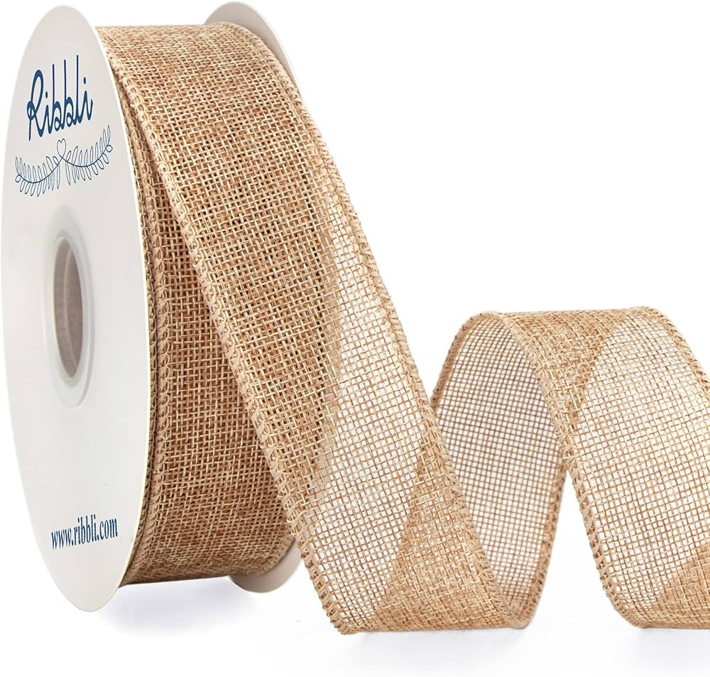 Ribbli Burlap Ribbon Continuous 20 Yard 1.5 Inch Natural Wired Ribbon for Wreaths,Big Bows,Tree D... | Amazon (US)
