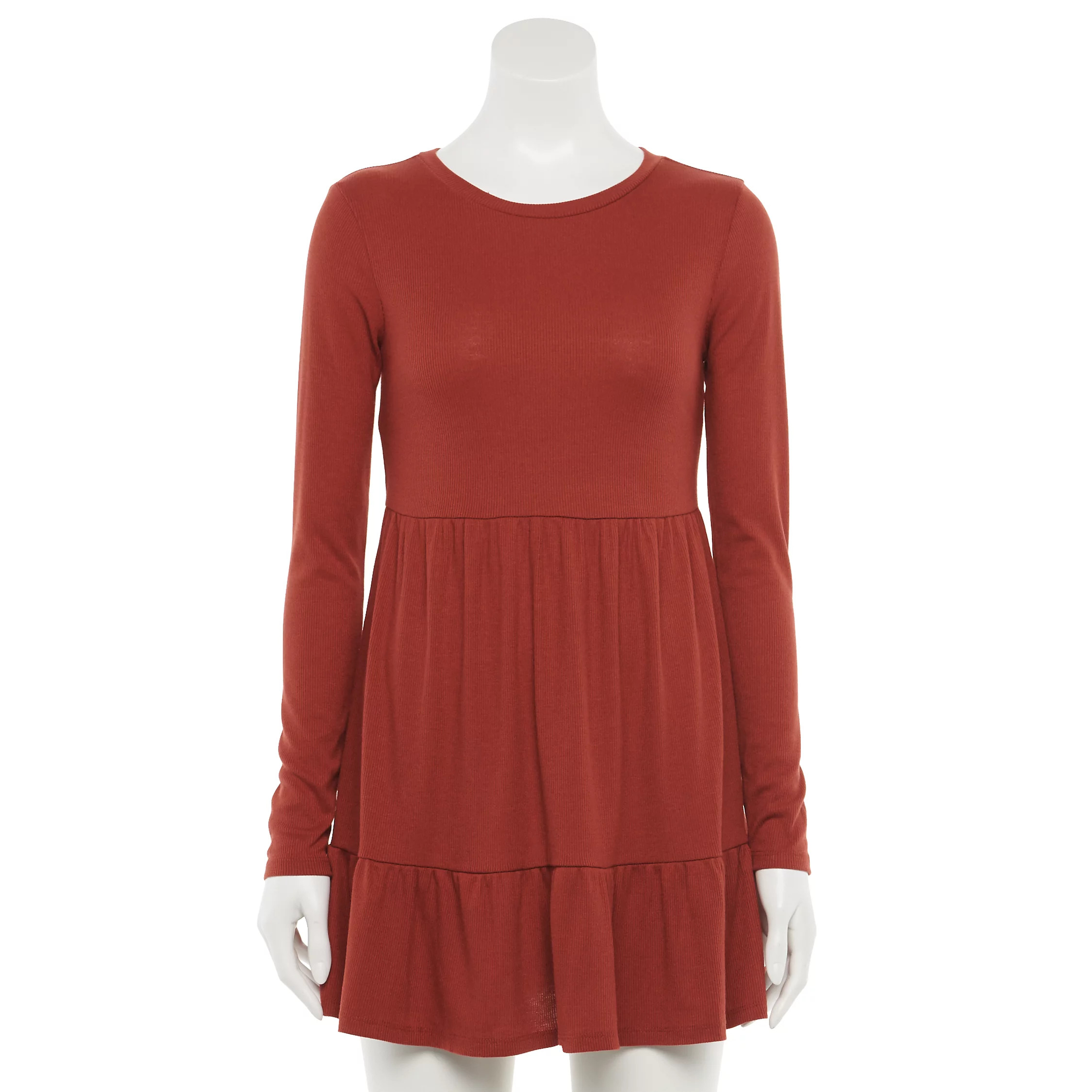 Juniors' Lily Rose Tiered Rib Knit Babydoll Dress | Kohl's