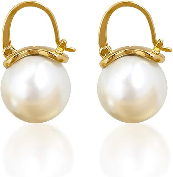 OwMell Elegant 925 Sterling Silver Pearl Drop Dangle Earrings for Women | Amazon (US)