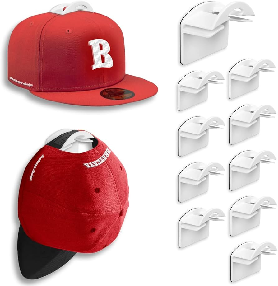 Wall Hat Hooks for Baseball Caps, Adhesive Hat Display Rack Wall Mount, Super Strong Ball Cap Hol... | Amazon (US)