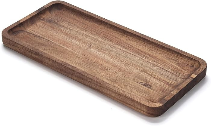 Bathroom Vanity Tray, Acacia Wood Counter Tray, Toilet Tank Tray, Appetizer Charcuterie Snack Ser... | Amazon (US)