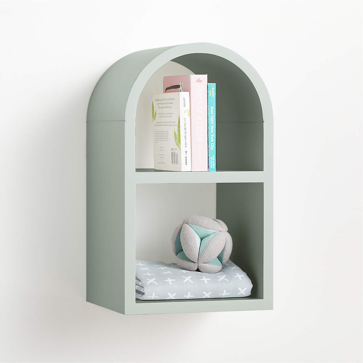 Mallory 11" Sage Green Small Kids Wall Shelf + Reviews | Crate & Kids | Crate & Barrel