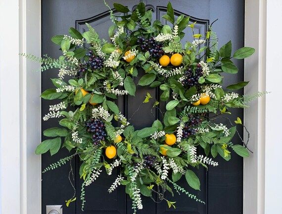 Spring Lemons and Blueberry Wreaths for Front Door Beautiful - Etsy | Etsy (US)