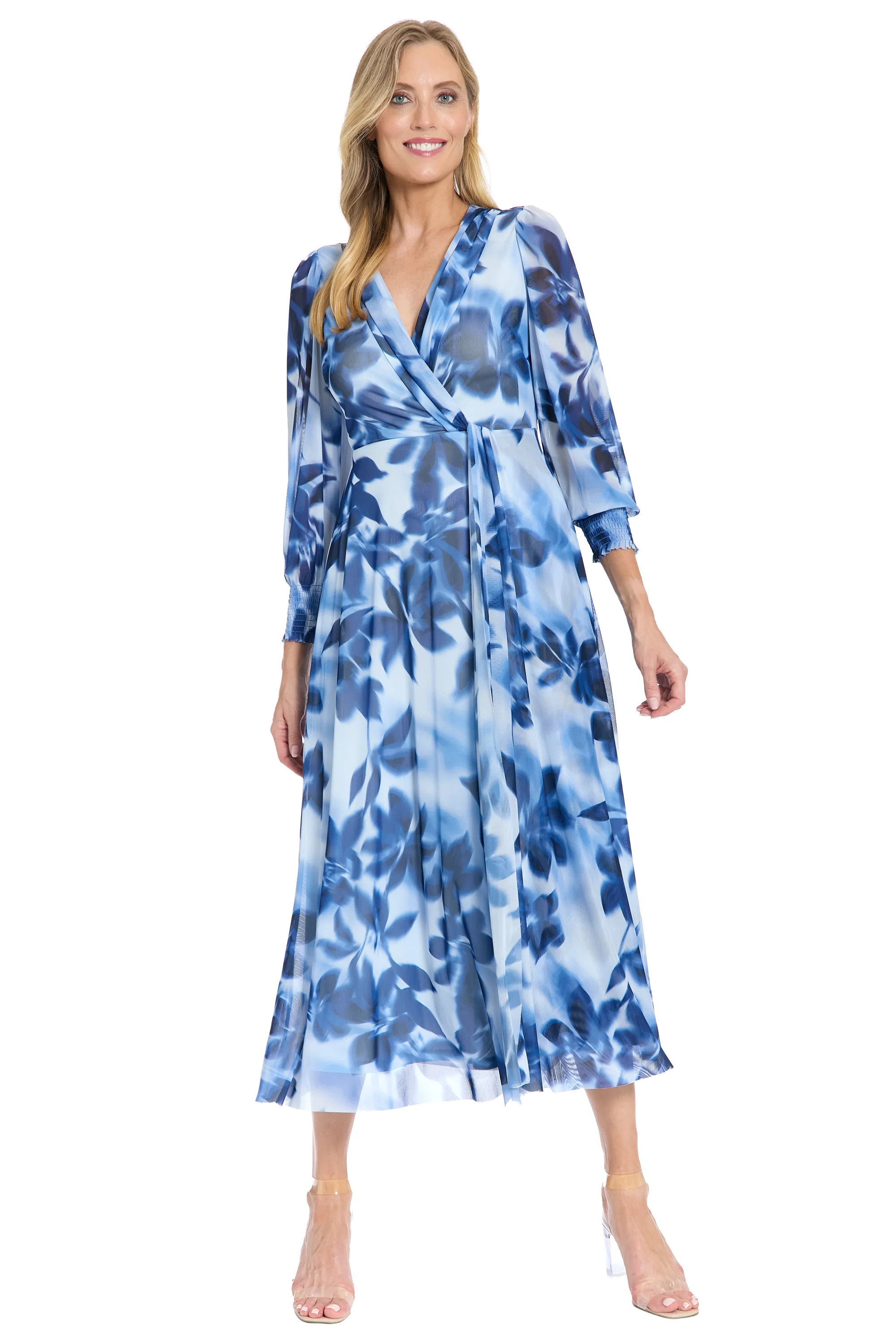 Ruth Long Bishop Sleeve Maxi in Tonal Shadow Floral | Maggy London