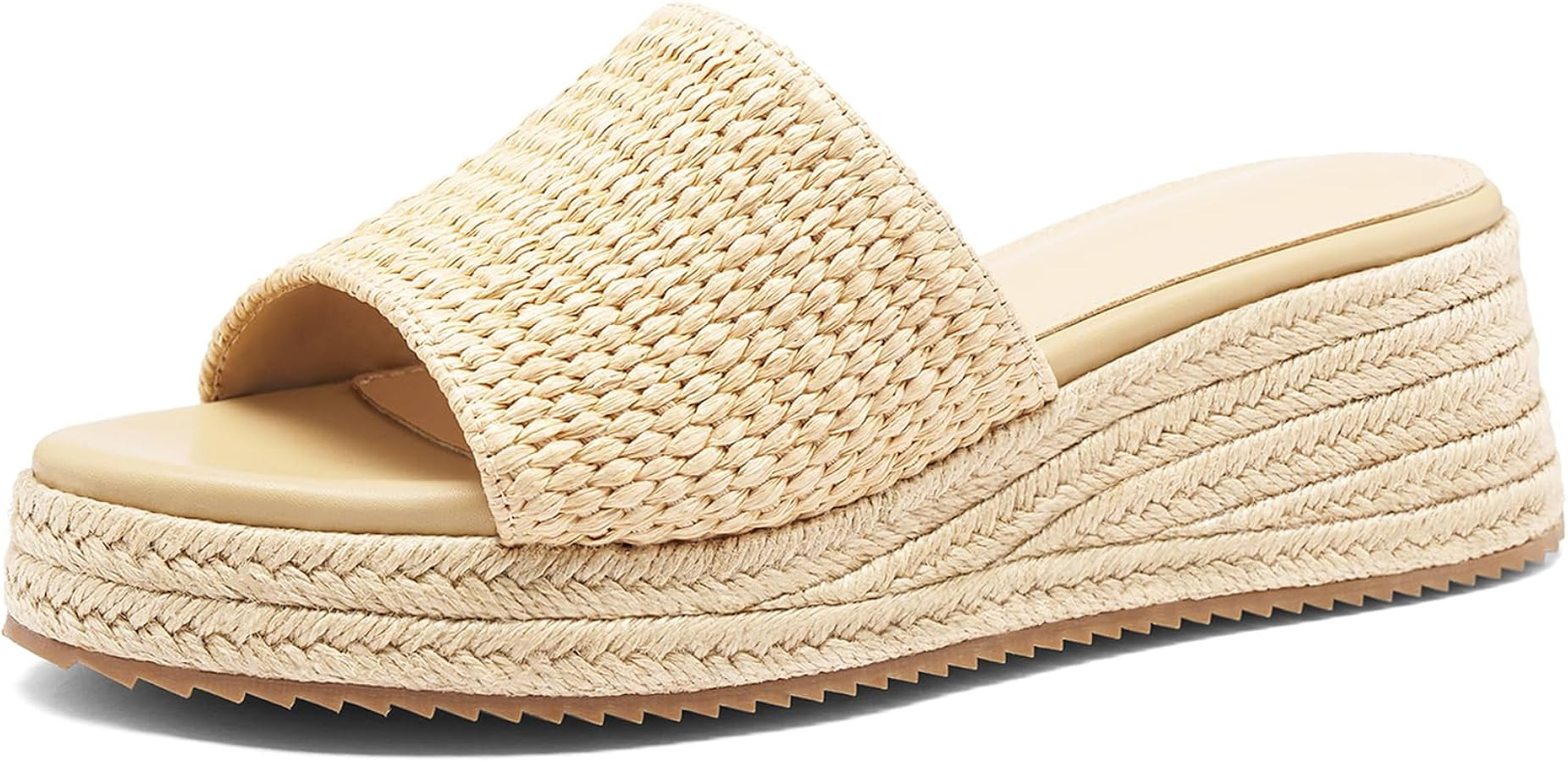 Wedge Sandals for Women Raffia Slip On Platform Sandals,Comfortable Summer Wicker Espadrilles,Str... | Amazon (US)