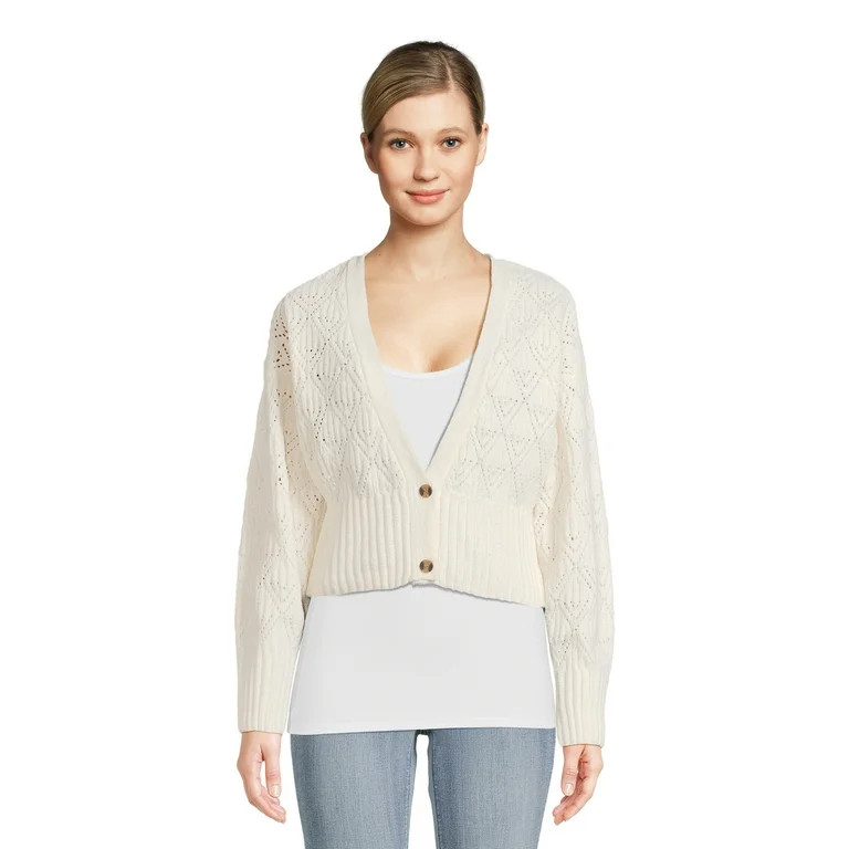 Pink Rose Juniors Button Front Cardigan Sweater with Long Drop Sleeves | Walmart (US)