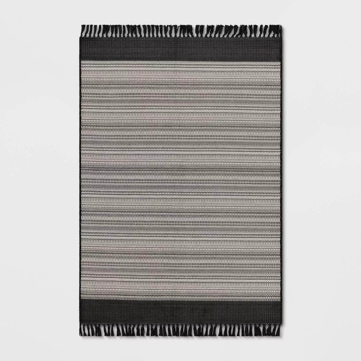 5' x 7' Outdoor Rug Striped Fringe Black - Threshold™ | Target