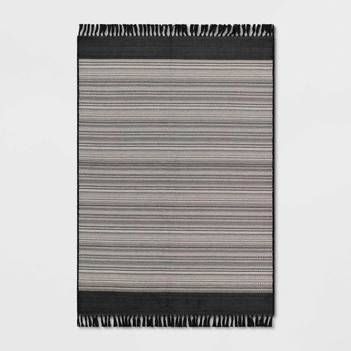5' x 7' Outdoor Rug Striped Fringe Black - Threshold™ | Target
