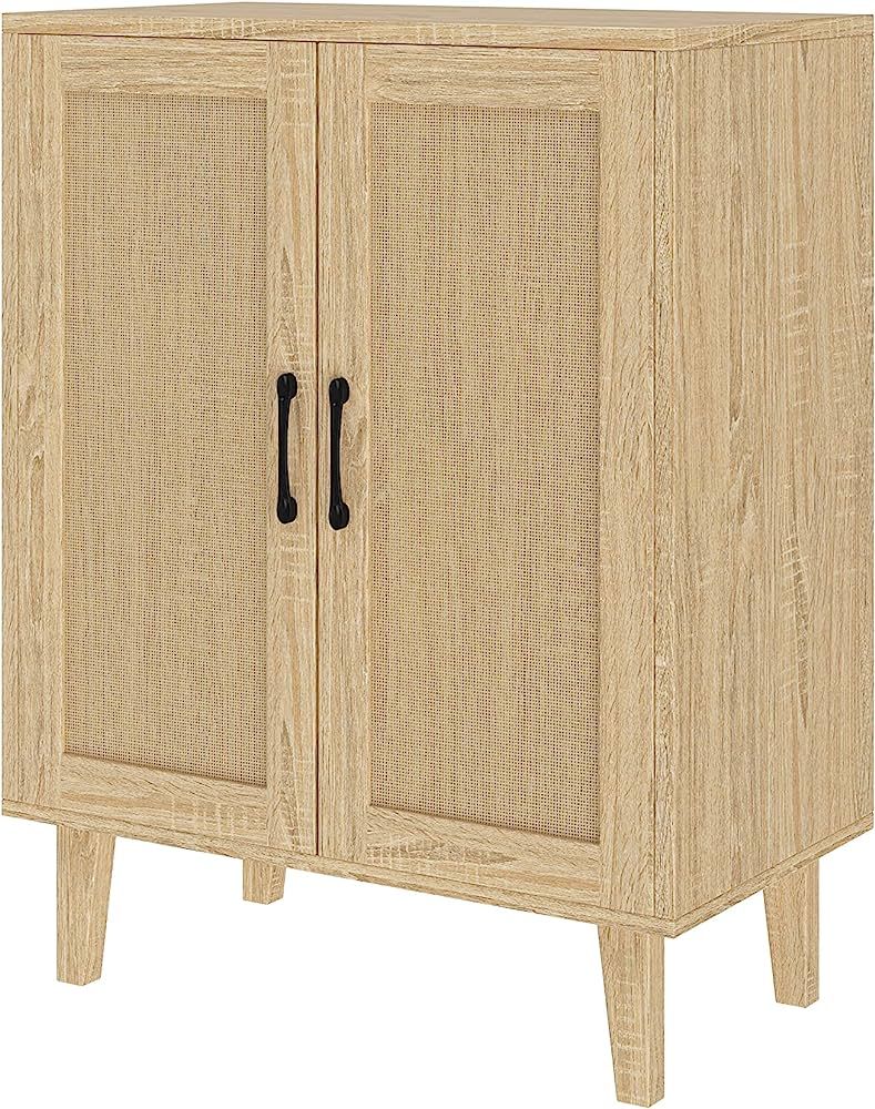 Panana Buffet Cabinet Sideboard with Rattan Decorated Doors Kitchen Storage Cupboard Accent Cabin... | Amazon (US)