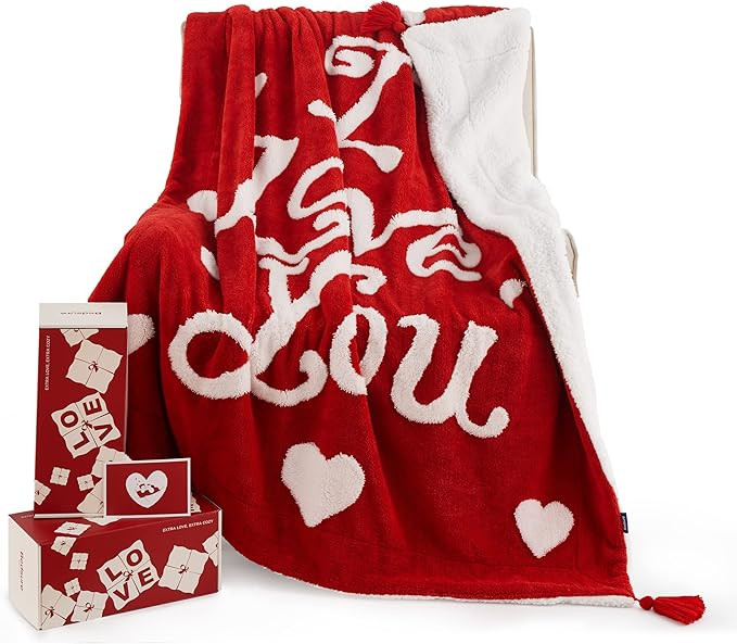 Bedsure Valentines Day Throw Blanket - Soft and Warm Sherpa Heart Throws Valentines Day Gifts for... | Amazon (US)