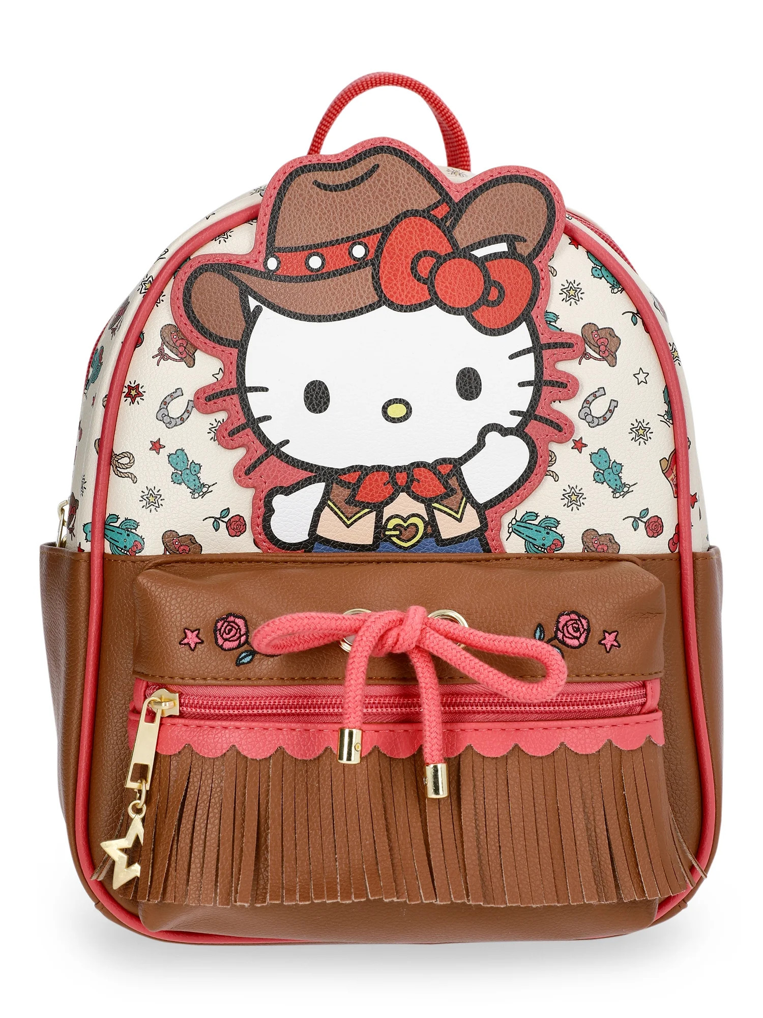 Hello Kitty Women's Cowgirl Faux Leather Mini Backpack, 10.5", Brown | Walmart (US)