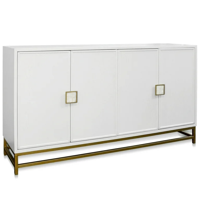 Lexi - Four Door Sideboard Cabinet with Shell Handles - White Finish | Walmart (US)