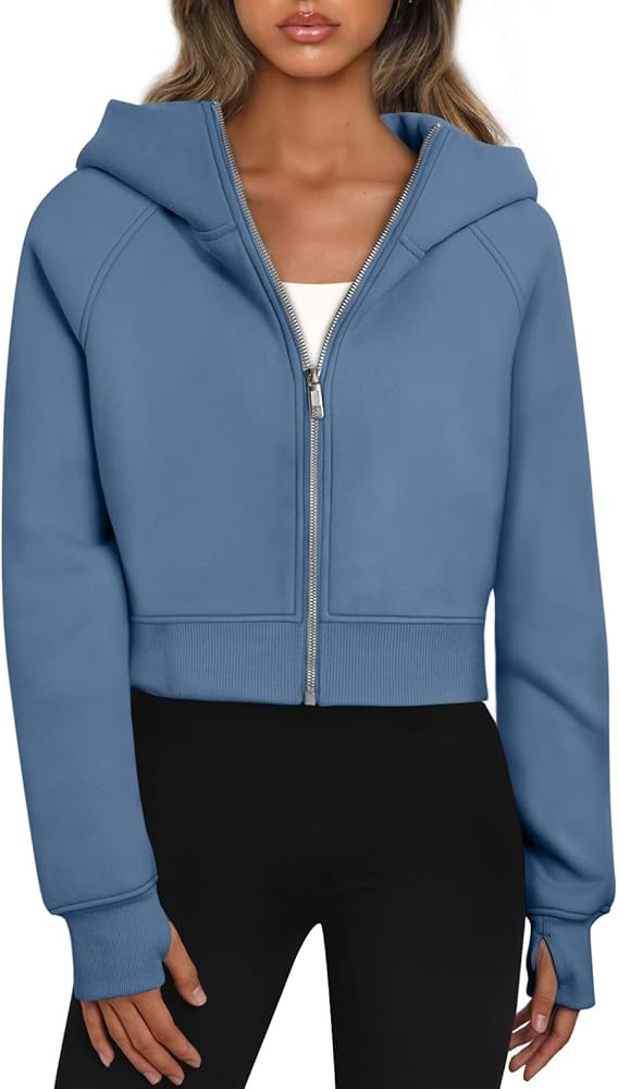 Trendy Queen Womens Zip Up Hoodies Jackets Cropped Sweatshirts Fleece Fall Outfits Casual Comfy Y... | Amazon (US)