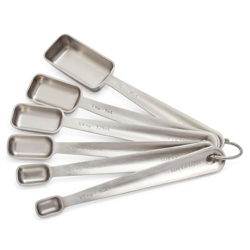 Sur La Table Rectangular Measuring Spoon Set, Stainless Steel, Fits in Spice Jars, Silver, Set of 6 | Amazon (US)