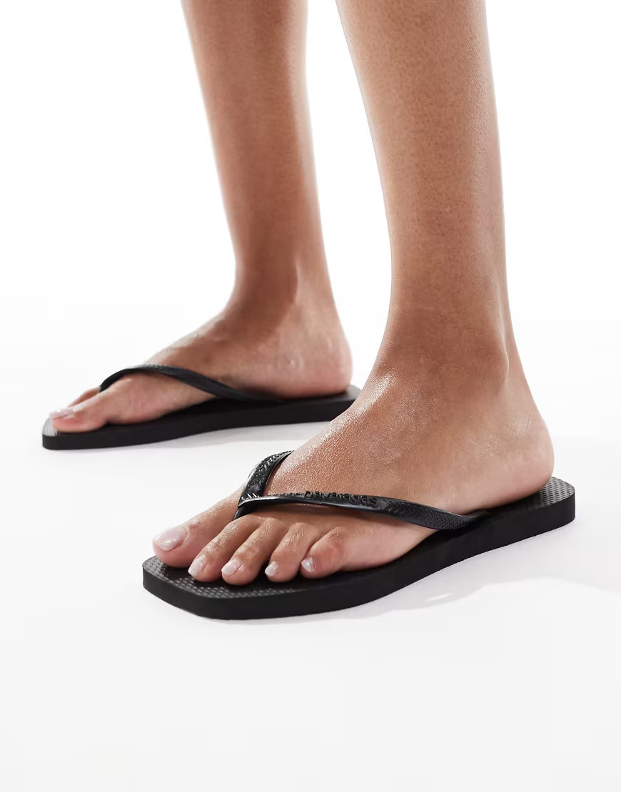Havaianas square toe flip flops in black | ASOS (Global)