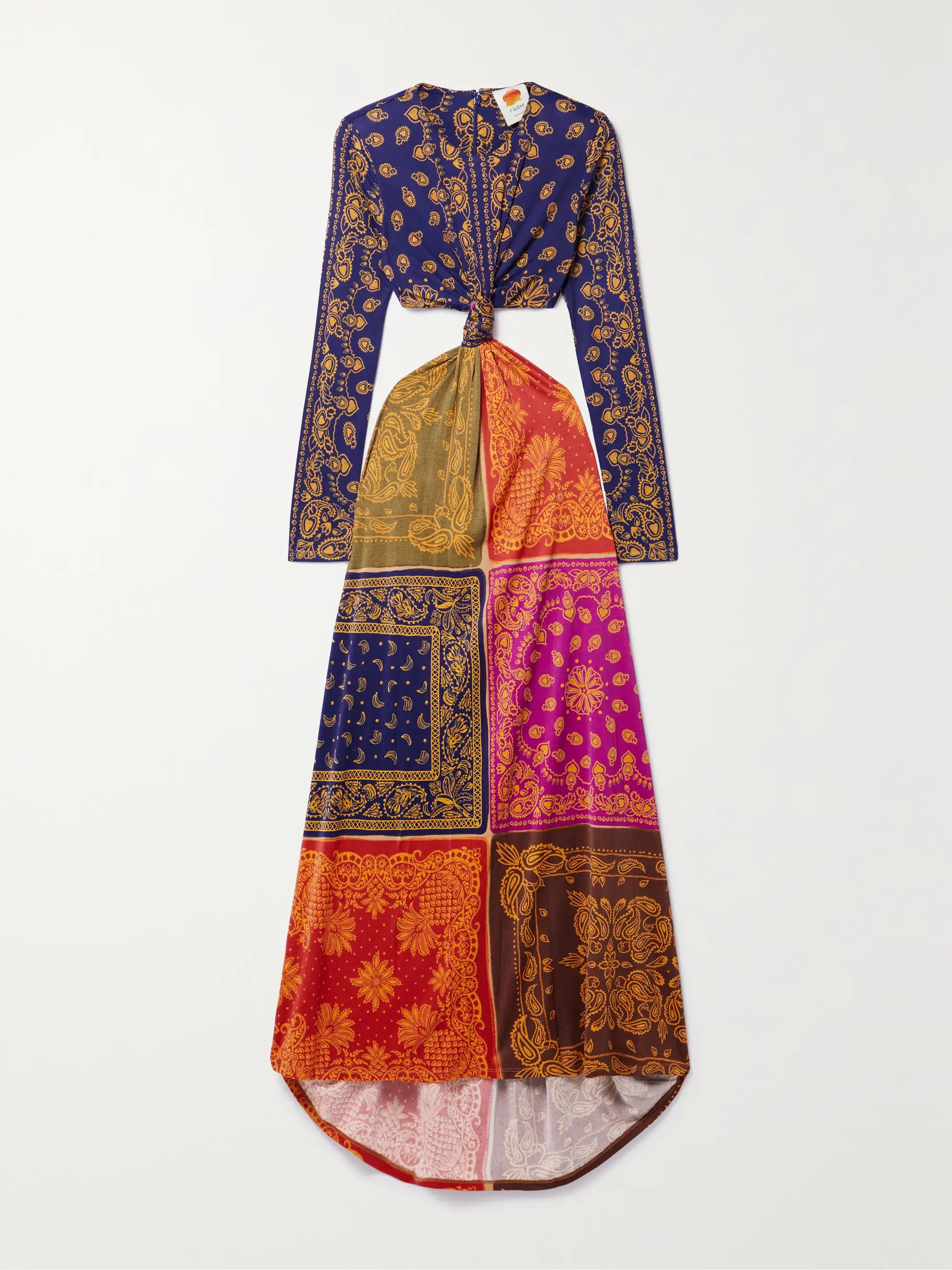 Knotted cutout printed jersey maxi dress | NET-A-PORTER (UK & EU)