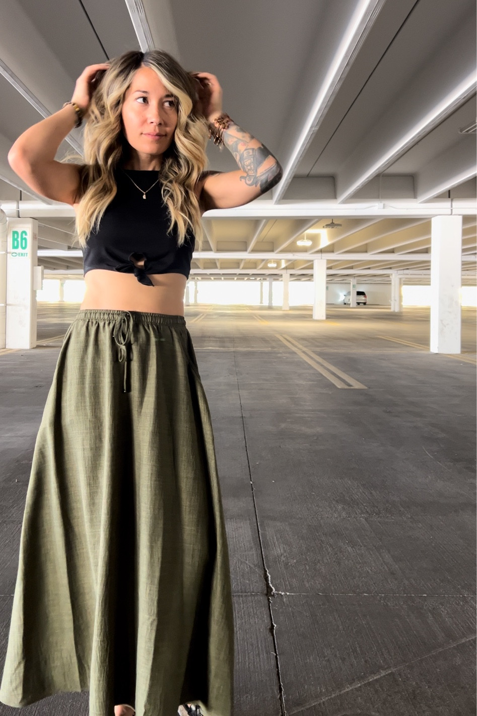 Ready for summer fall outfits already. Wearing a green skirt paired with some black platform sandals. Stacking Alex & ani bangles

#LTKFindsUnder50 #LTKStyleTip #LTKSeasonal