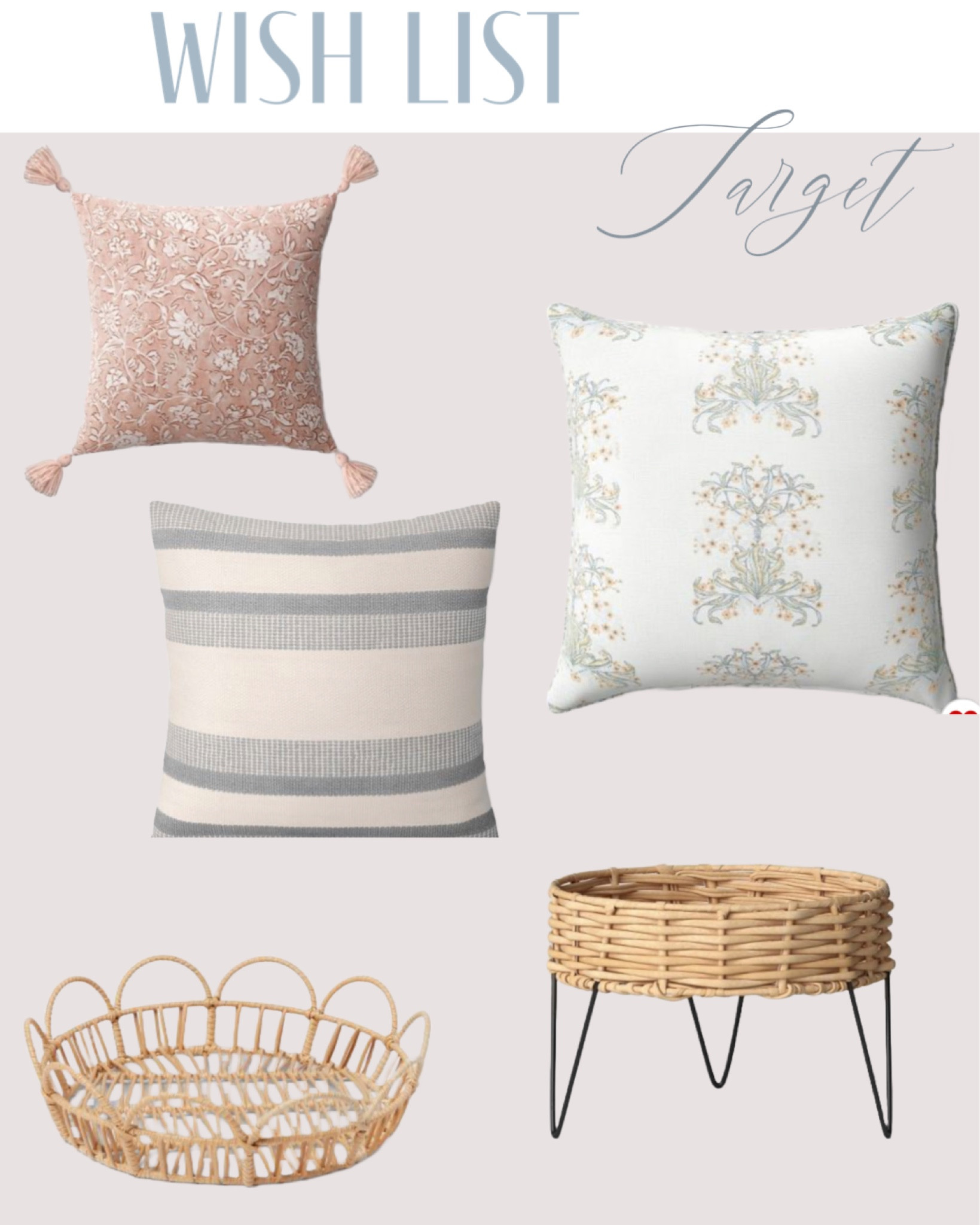 New spring / summer outdoor pillows , rattan planter , and tray 

#LTKSeasonal #LTKFind #LTKhome