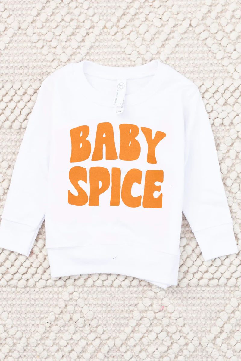 Baby Spice Orange Toddler White Graphic Sweatshirt | The Pink Lily Boutique