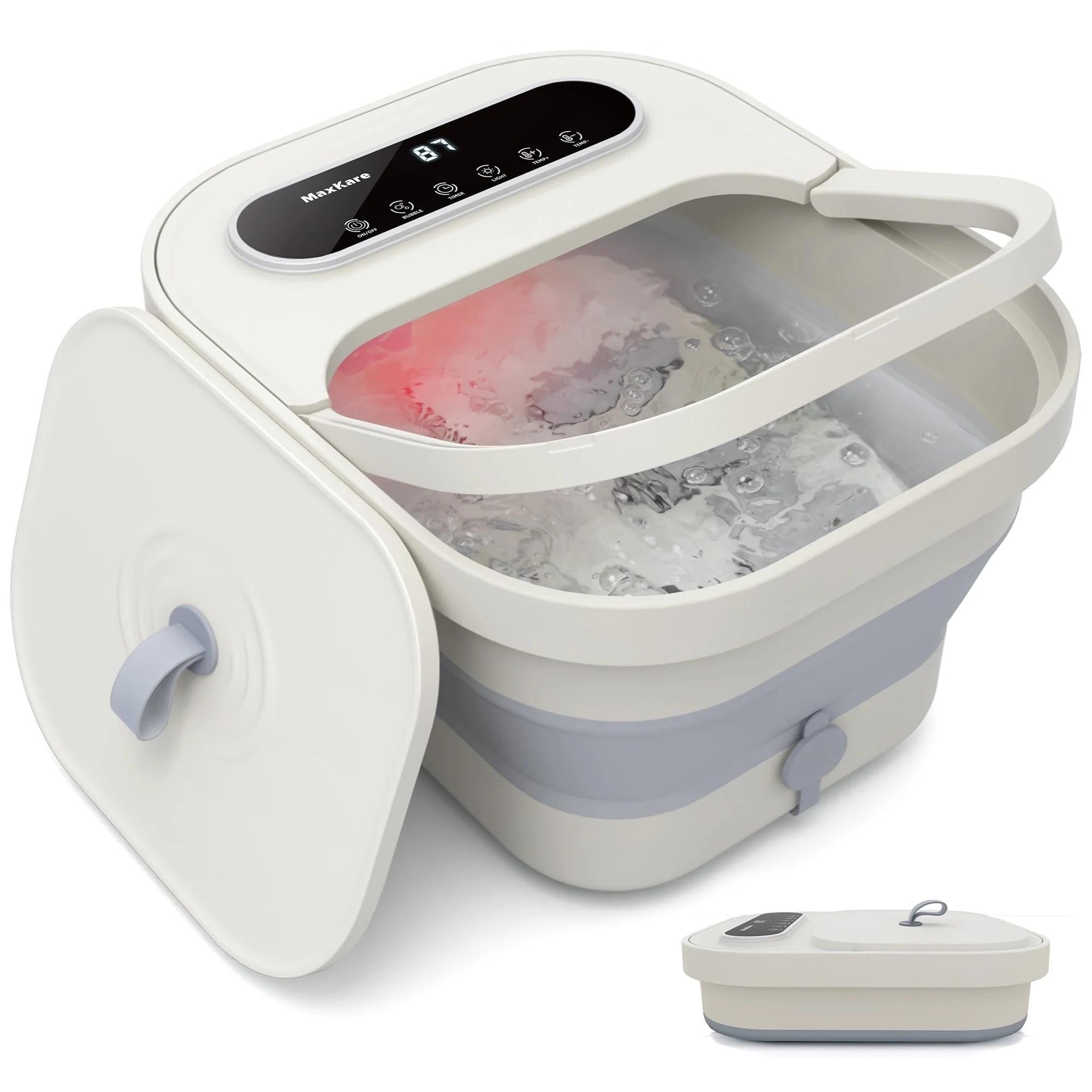 MaxKare Collapsible Foot Spa with Massager and Heat Bubbles Vibration 3 in 1, Foot Spa Bath, Whit... | Walmart (US)