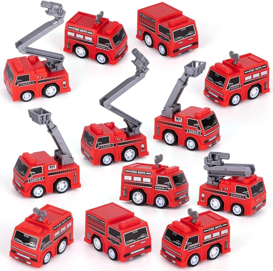 ArtCreativity Mini Pullback Fire Truck Toys (Bulk Pack of 24) Firefighter Birthday Party Supplies... | Amazon (US)