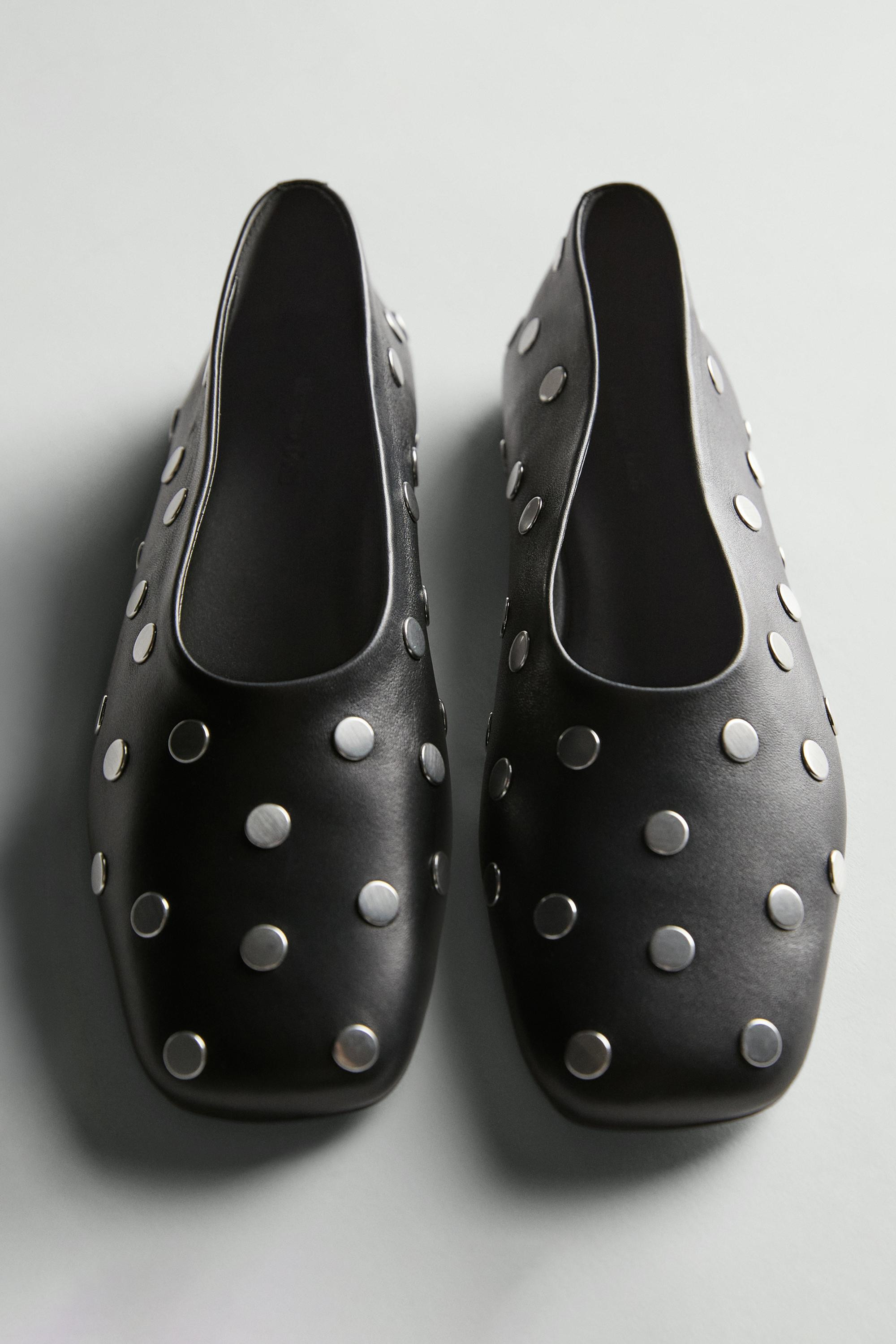 Studded ballet flats with square vamp | Massimo Dutti US