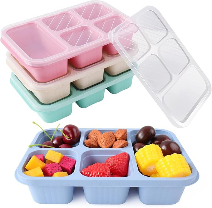 Philorn 4 Pack Snack Bento Box for Adults, Shatterproof Snack Box Container，5 Compartment Bento... | Amazon (UK)