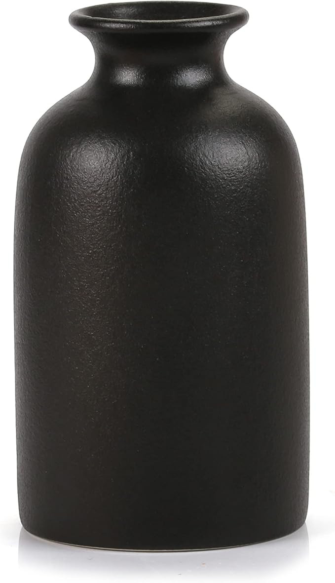 Ceramic Black Small Vase, Dry Flower Vases Minimalism Style for Modern Table Shelf Fit Fireplace ... | Amazon (US)